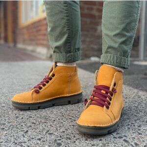 NEW OnFoot Made in Spain Cozy-Lined Sneaker Boots Leather Amarillo For Women 210